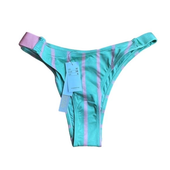 NWT Topshop Block Stripe High Leg Bikini Bottom - Picture 2 of 3